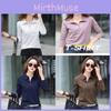 Elegant Long Sleeve Polo T Shirt For Women With Spliced Design Made Of Cotton And Spandex For Office Wear