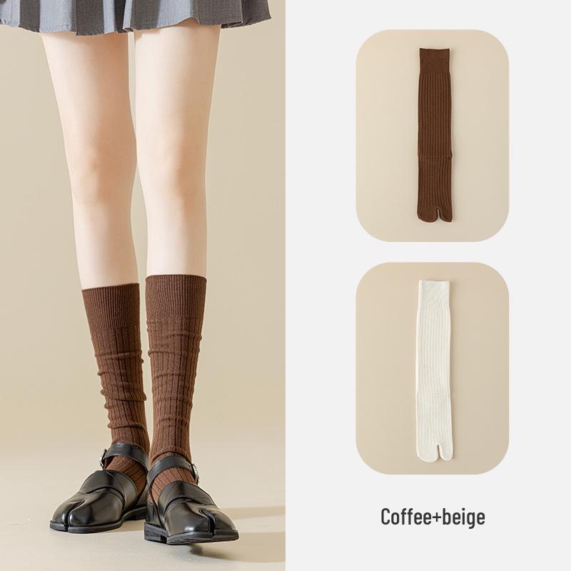 Women's Split Toe Over Knee Slimming Socks - Spring Autumn Cotton Two Toe Long Socks