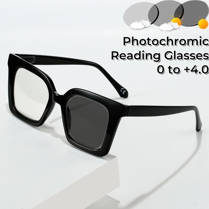

Single Light Square Photochromic Presbyopia Glasses Large Frame Reading Glasses Outdoor Anti Blue Light Color Changing Glasses 0 чёрный