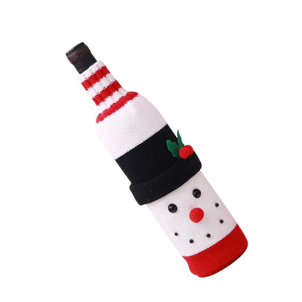 Christmas Knitted Wine Bottle Cover Home Party Table Decorations Snowman