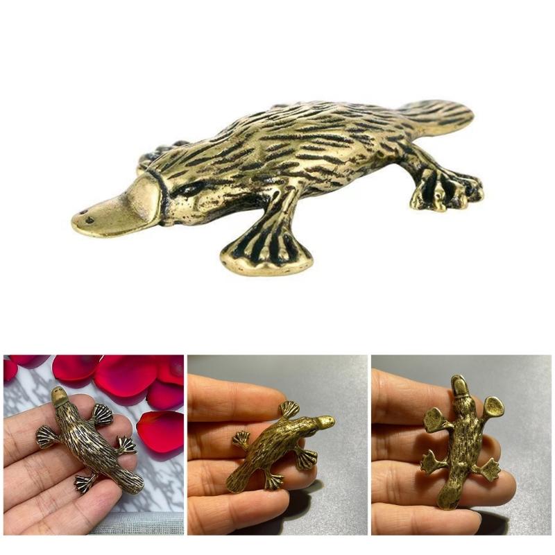 Brass Duckbill Statue Elegant Antique Metal Animal Miniature Collectible Figurine for Home Office Desk Fengshui Decors