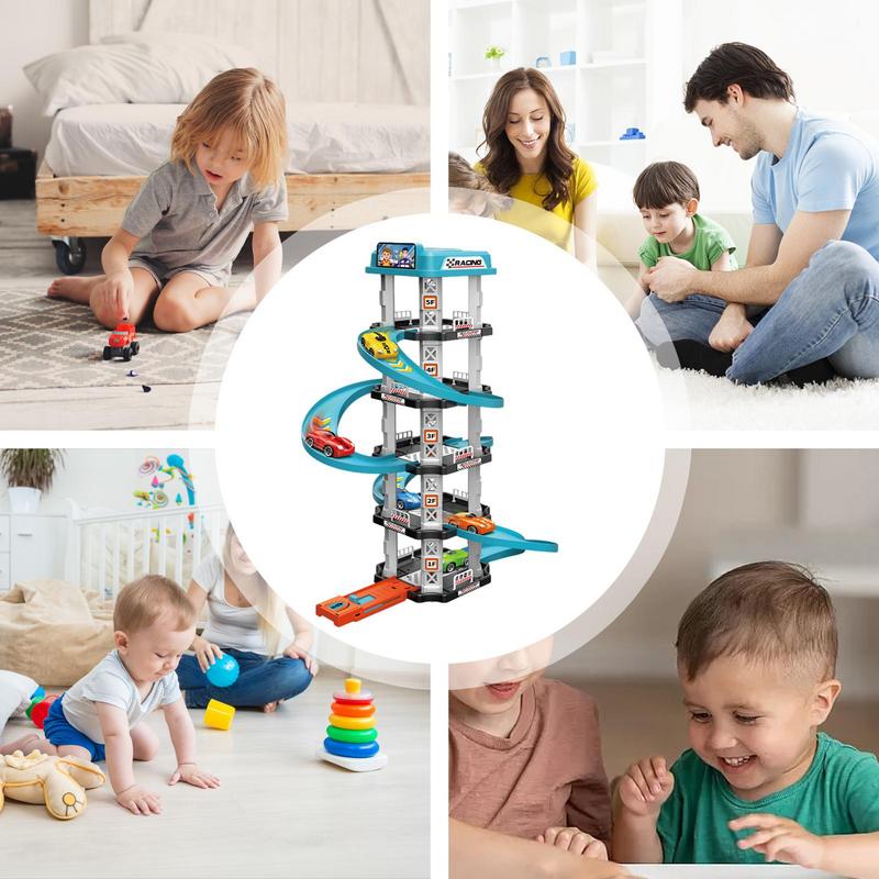 Racing Rail Car Toys Children Garage Catapult Sports Track Game Toys Kids Building Parking Baby Lot Gas Station DIY Winding Road