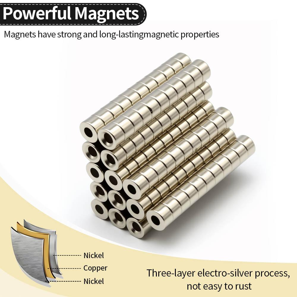 8x5-3mm Super Strong Neodymium Magnet N35 NdfeB Permanent Magnetic imanes Round With Holes Powerful Magnets Refrigerator Magnet