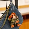 Monkey Keychain Cute Baby Monkey Acrylic Charm 2D Monkey Holding Plush Toy Hanging Pendant for Backpack Purse Car Keys