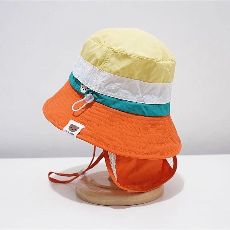 Girls Summer Thin Foldable Sun Hat With Neck Flap UV Protection Fisherman Cap For Kids Outdoor Beach Shade