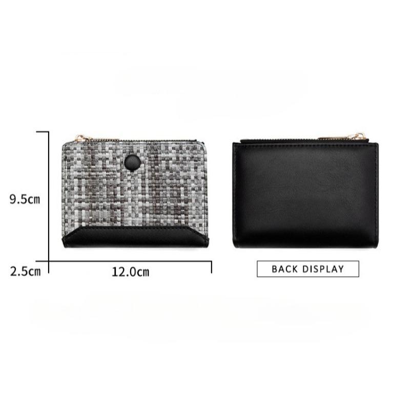 Woven Women's Short Wallet Fashion Change Bag Snap Zipper Coin Bag