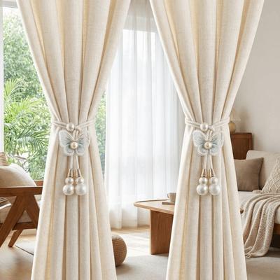 2PCS Curtain Holder Pearl Curtain Buckle Adjustable Curtain Binding Curtains Tie Rope  Kitchen
