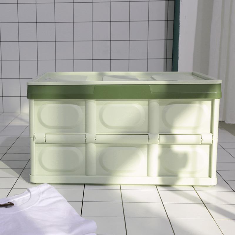 Portable Dual-Use Car and Home Folding Storage Box with Wooden Lid