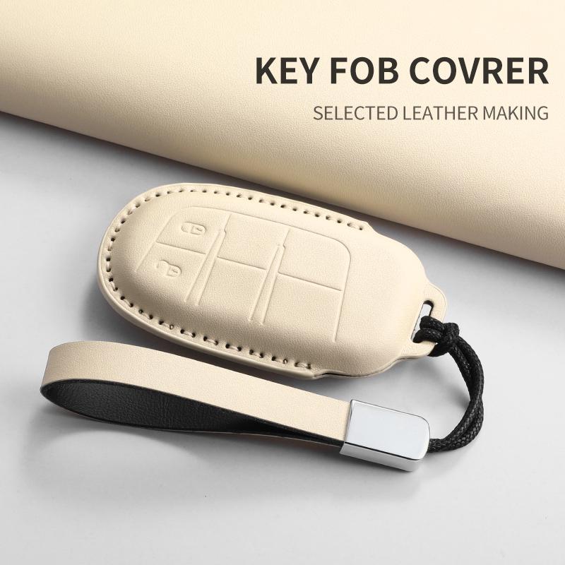 Custodia Protettiva Guscio in Ecopelle per Chiave Auto Remota Per Jeep Chrysler 300 200 Cherokee Wrangler Compass Renegade Fiat 500X Accessori