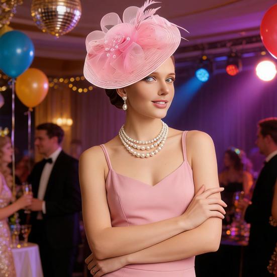 Genomskinlig Nätblomma Fascinatorhatt Vintage Tebjudning Dam Vävhatt Bröllop Cocktail