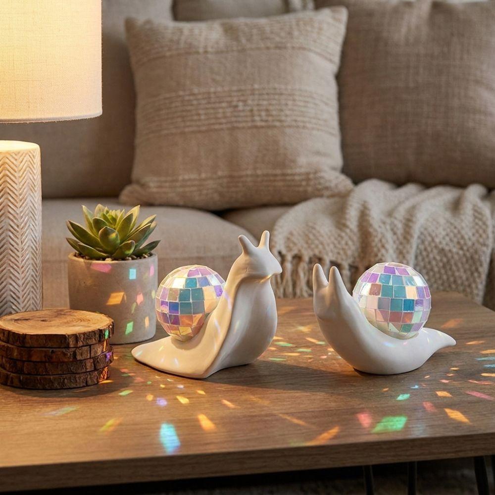 Retro Style Snail Disco Ball Sun Catcher Miniature Snail Desktop Ornaments Bedroom