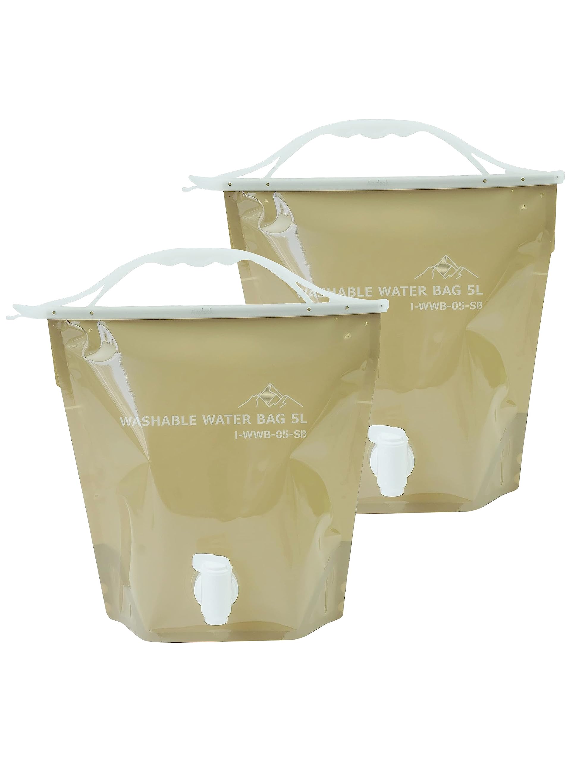 

Iwatani Materials Water Tank Washable Water Bag 5L Set of 2 Sand Beige easy to pour with disaster folds compactly WWB-5SB Washable, dryable, tap, бежевый