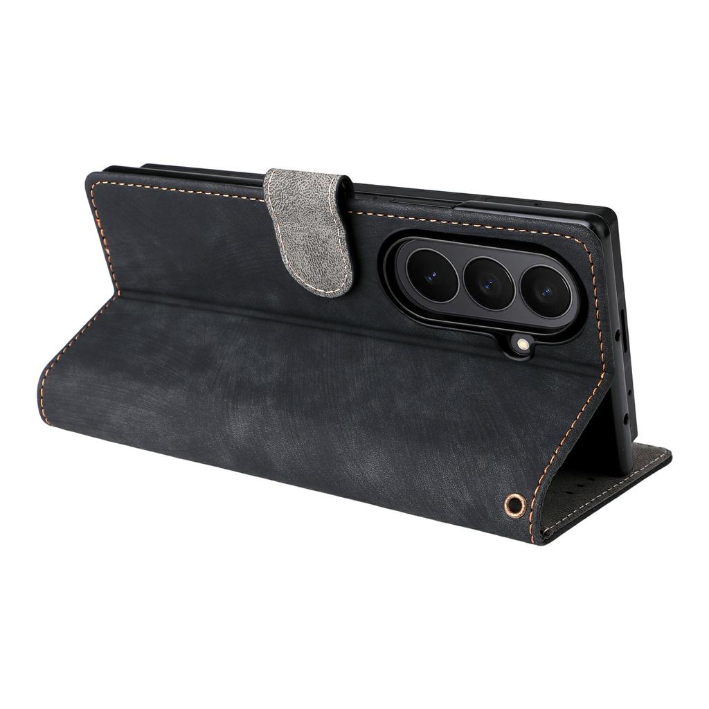 For Samsung Galaxy Z Fold7 5G Case Wallet RFID Blocking PU Leather Phone Cover Stand with Strap