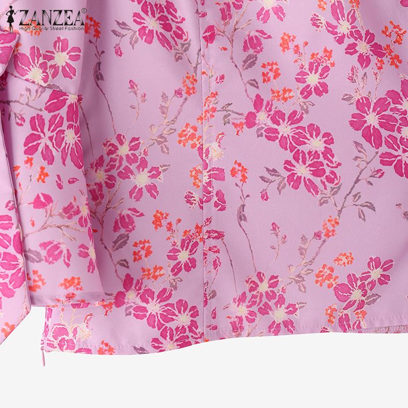 ZANZEA Casual U-Neck 3/4 Flounce Sleeve Floral Printed Blouse