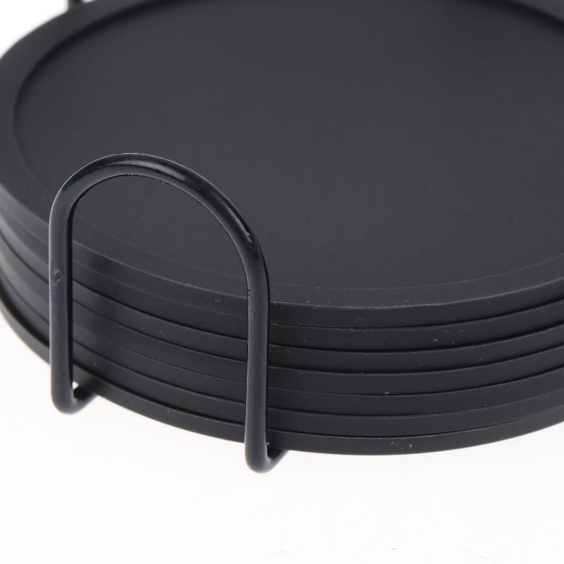 Durable Silicone Drink Coasters with Holder Non-Slip Reusable Cup Pads for Hot Cold Drinks Picnic BBQ Outdoor Daily Use
