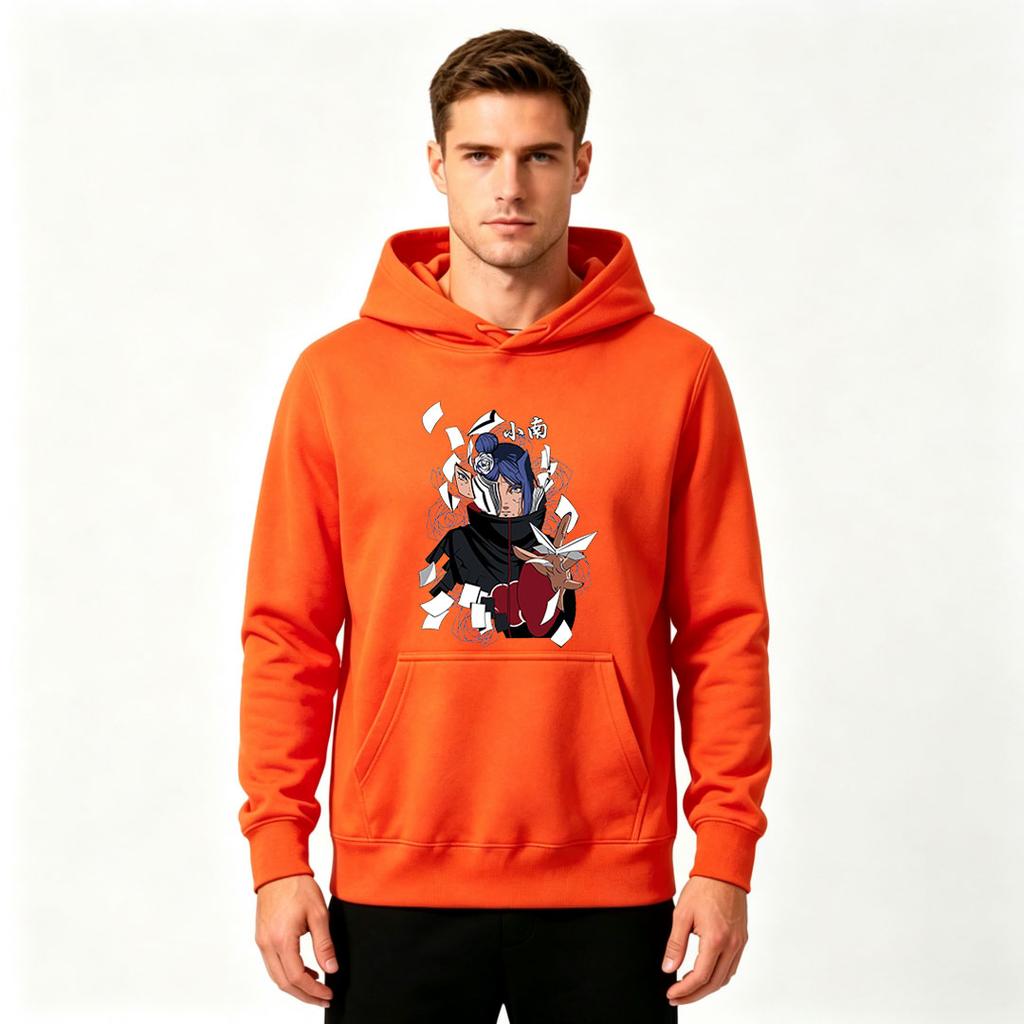 Men's Printed Pullover Hoodie Anime Character Graphic Casual Long Sleeve Sweatshirt for Daily Wear