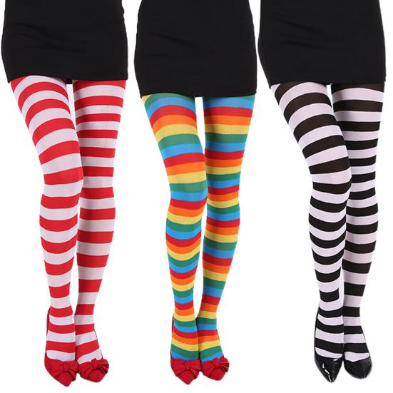 Christmas Stockings Striped High Elasticity Lady Vintage High Waist Pantyhose Cosplay Costume
