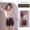white-black [lace-up top, hip skirt