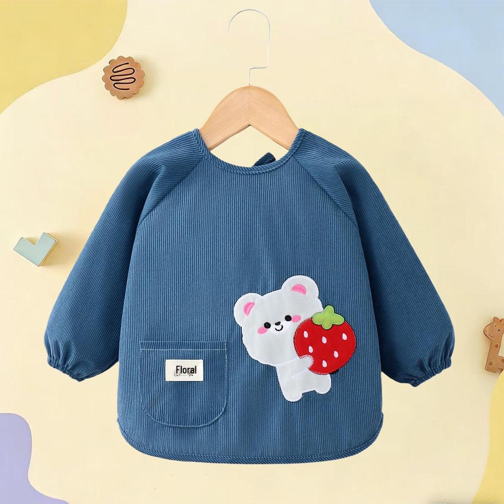 Waterproof Corduroy Baby Coveralls: Stain-Proof Unisex Autumn/Winter Eating Apron & Bib