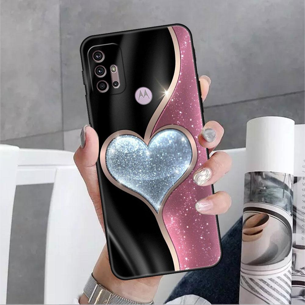 

Чохол для Motorola G30 G60 G22 G9 Play G82 G52 G8 G9 G50 One Fusion Edge 20 Black Soft Phone Capas Love Bow One Fusion