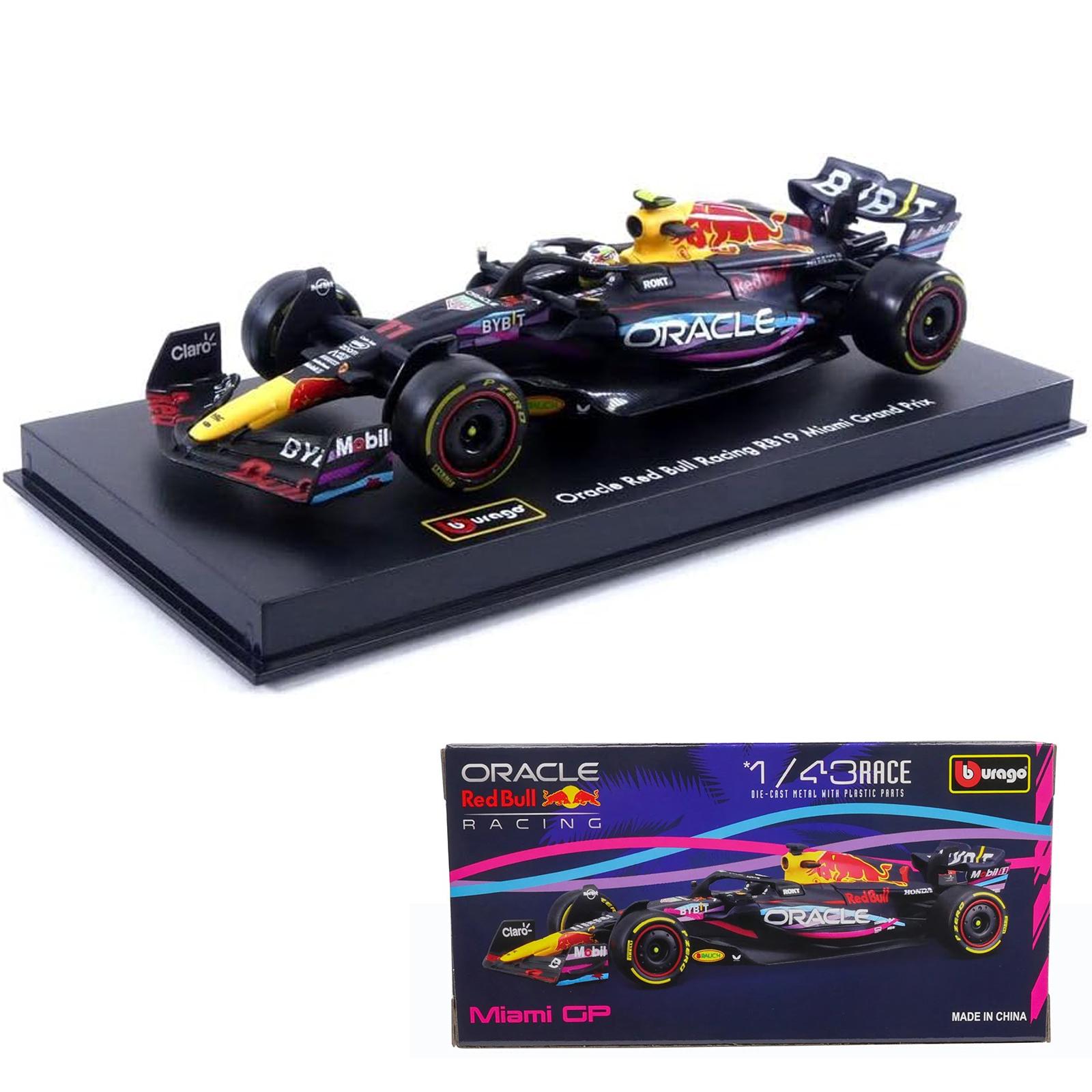 Burago 1:43 F1 Red Bull Racing Rb19 Miami GP 1# Max Verstappen 11# Sergio Perez Legierung Auto Die-Cast Modell