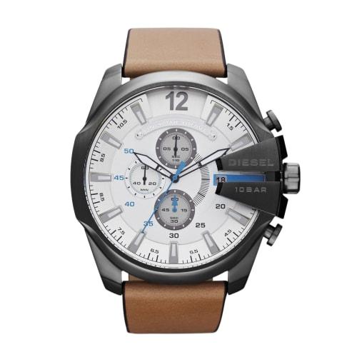 

Diesel TIMEFRAMES Watch DZ4280 with White Dial and Tan Leather Strap [Officially Imported]