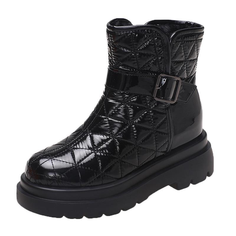 

Женские зимние сапоги на толстой подошве, теплые плюшевые, 2024, горячая распродажа, однотонные, уличная мода, женские повседневные удобные сапоги 40 чёрный