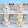 Cute Plush Rabbit Stuffed Animal Toy With Ribbon Bow For Home Decor Office