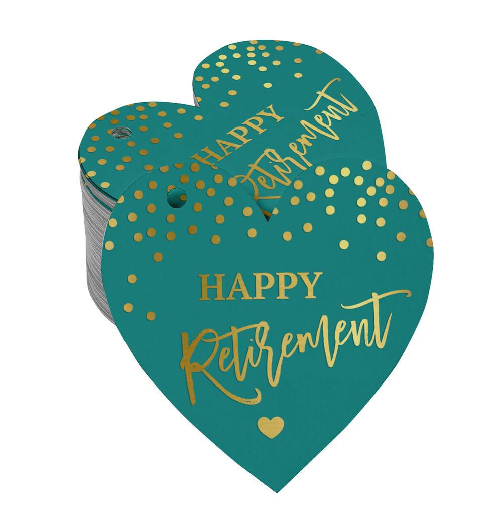 Inkdotpot Silver Foil Paper Hang Tag Happy Retirement Favor Tag 100 Pieces