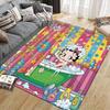 Betty Boop Flannel Pattern Square Carpet,Area Rug,Carpet Rug for Living Room Bedroom Sofa Playroom Decor,Non-slip Floor Mat