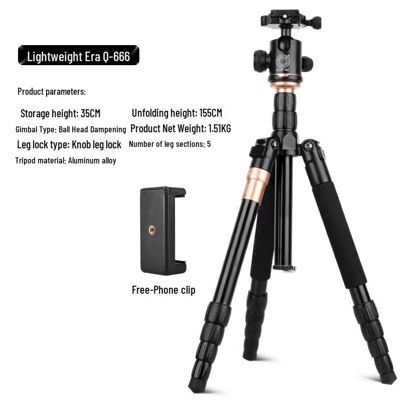 Lightweight Era Q666 Portable Tripod: Travel Companion for Mirrorless & DSLR Cameras