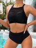 Europejski i Amerykański Jednokolorowy Zestaw Bikini - Seksowny Wycięty Trójkątny Strój Kąpielowy dla Kobiet