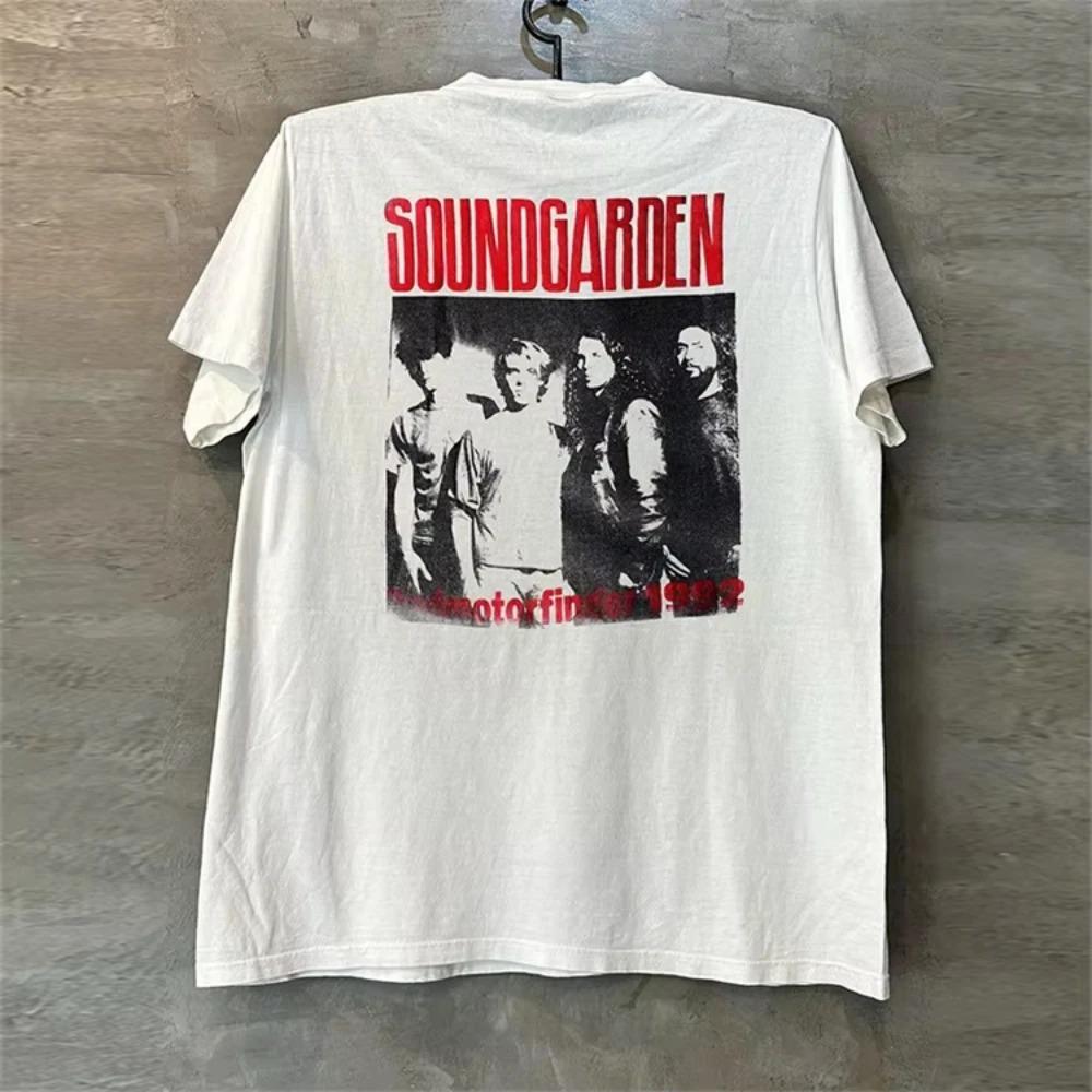 2026 Soundgarden Soundgarden Band High Street FOG Hip-hop Rock Retro Cotton Print Short-sleeved Unisex T-shirt for Men and Women