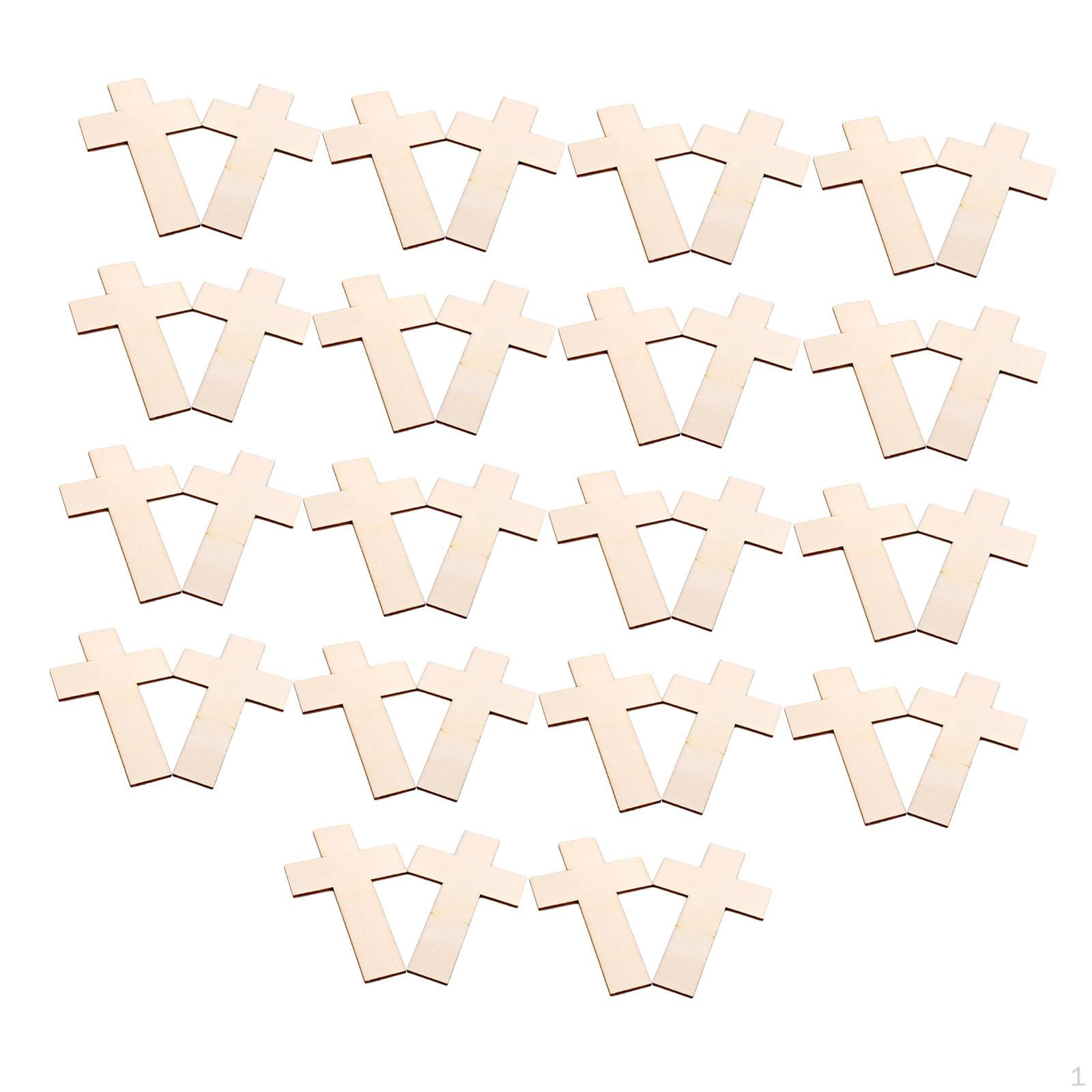 

36x Cross Shape Wooden Chips Crosses Crafts Small Craft Bulk for Arts