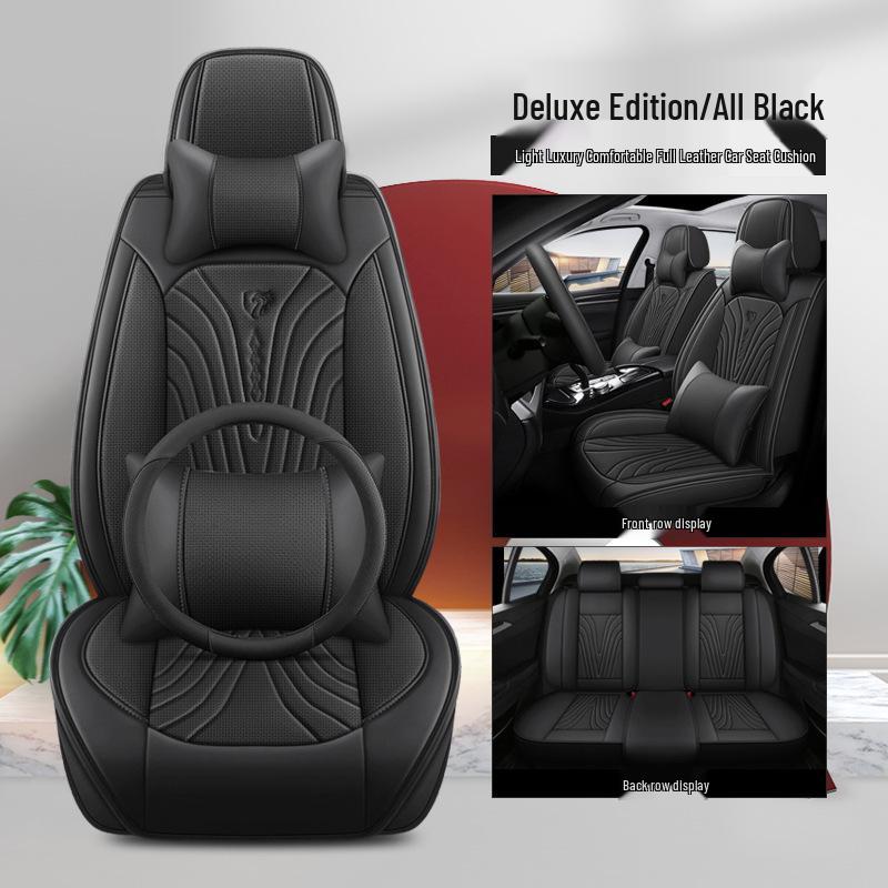 Breathable Perforated Leather Car Seat Cushion - Universal Full Coverage for All Seasons