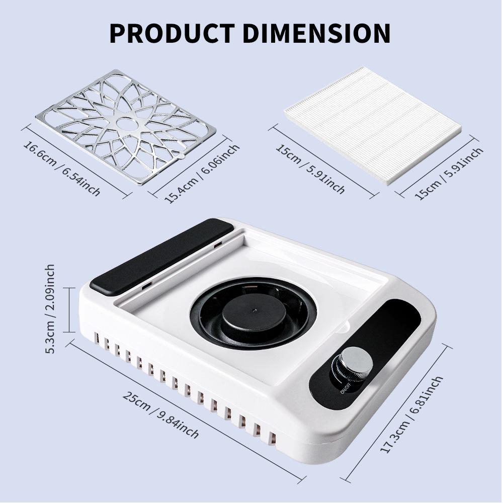 Hochleistungs-Nagelstaubsauger mit starker Saugkraft, Filtersieb und Geschwindigkeitsregelung.