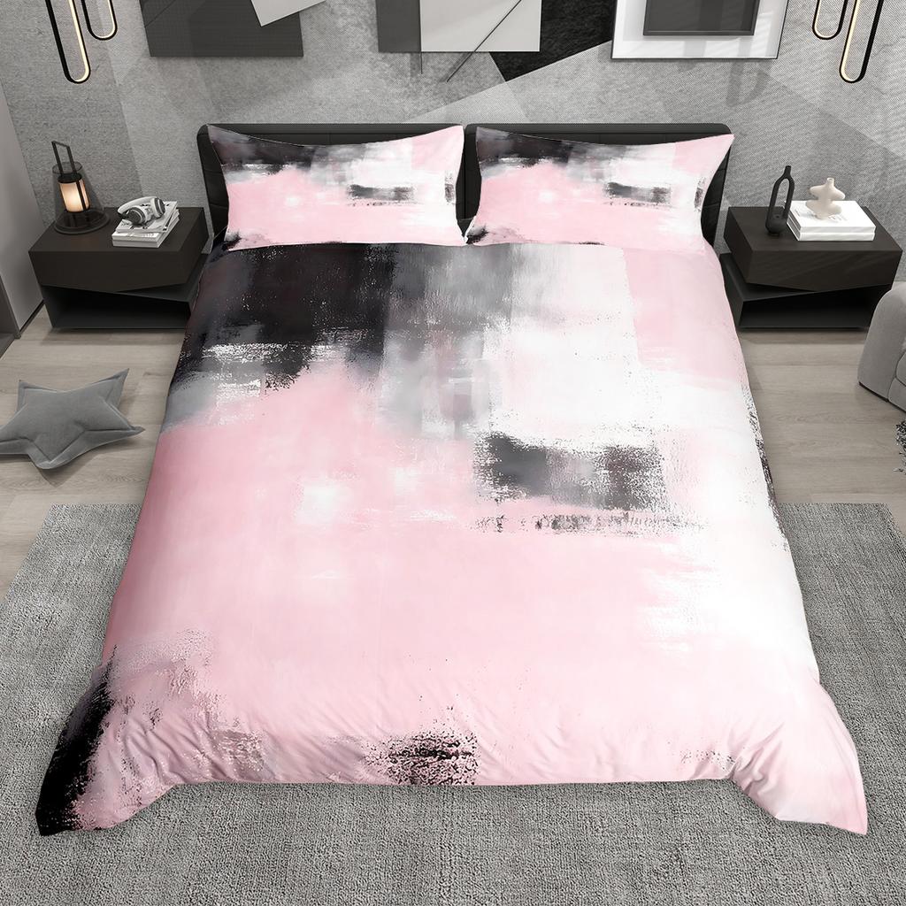 Homewish Watercolor Ombre Aesthetic Duvet Cover Set 2pcs/3pcs, Graffiti Oil Painting Bedding Set, Modern Gradient Bed Set