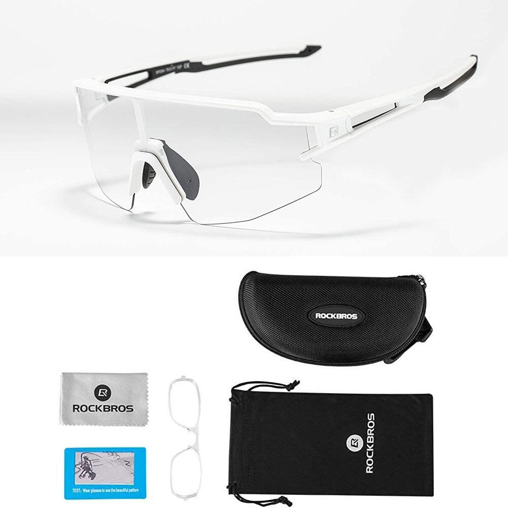 Photochromic Cycling Glasses with UV 400 UVA and UVB Filters, White