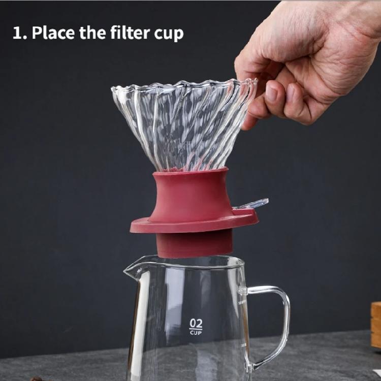 Decorative Waved Glass Coffee Filter Including Silicone Base Professional Stable Coffee Dripper for Home Use