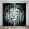 3D Digital Printing Curtain for Kitchen, White Tiger, Wild Animal Pattern, Short Window Curtains, Living Room, 2 Panels