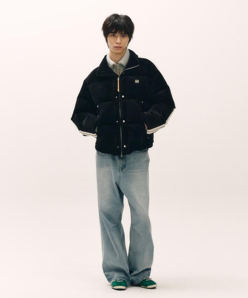 Satur Lorton Corduroy Duck Down Padded Jacket Black