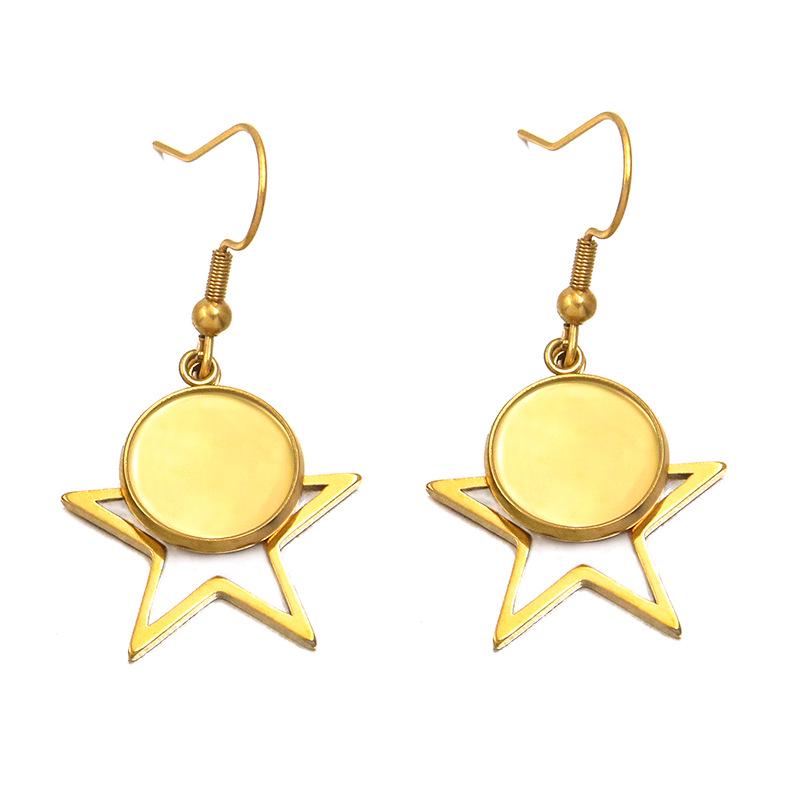 10 Styles Stainless Steel 12mm Time Gem Base Geometric Irregular Earring Hook Pendant