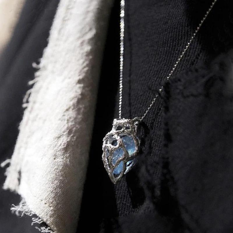 

Heart Blue Ice Pendant Aquamarine Stone Necklace for Women Paired with Niche and Elegant Blue Crystal Pendant Collarbone Chain синий