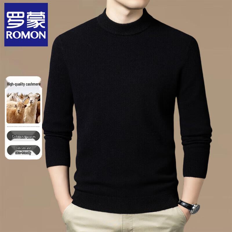 

Romon Men s Thick Cashmere Blend Semi-High Collar Sweater XL (180)