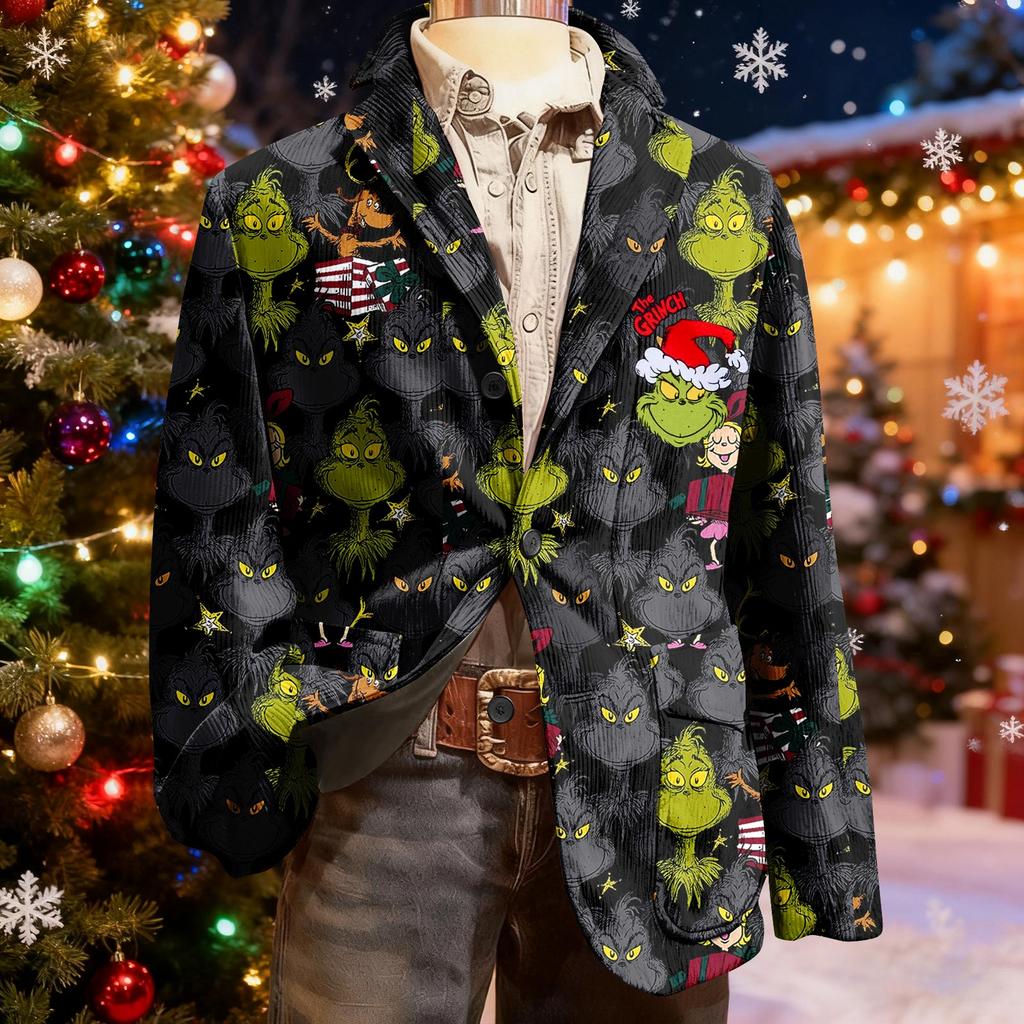 Herren Hässlicher Weihnachten Kord Warmtaschen Anzugjacke Strickjacke Herren Freizeitanzug