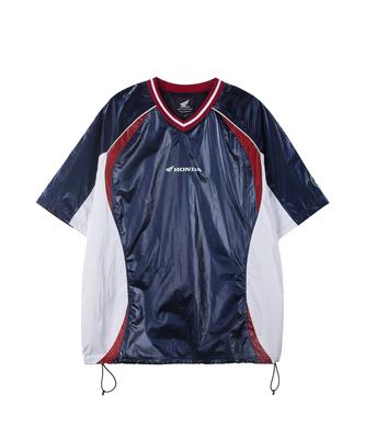 PHYPS MOTORCYCLE Glosy Nylon V Neck Short Sleeve Navy