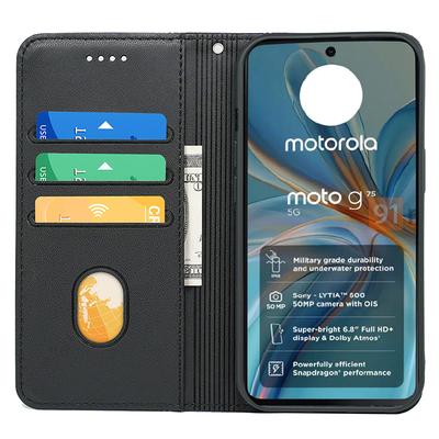 HX01 For Motorola Moto G75 5G Wallet Case Magnetic Closing PU Leather Phone Cover