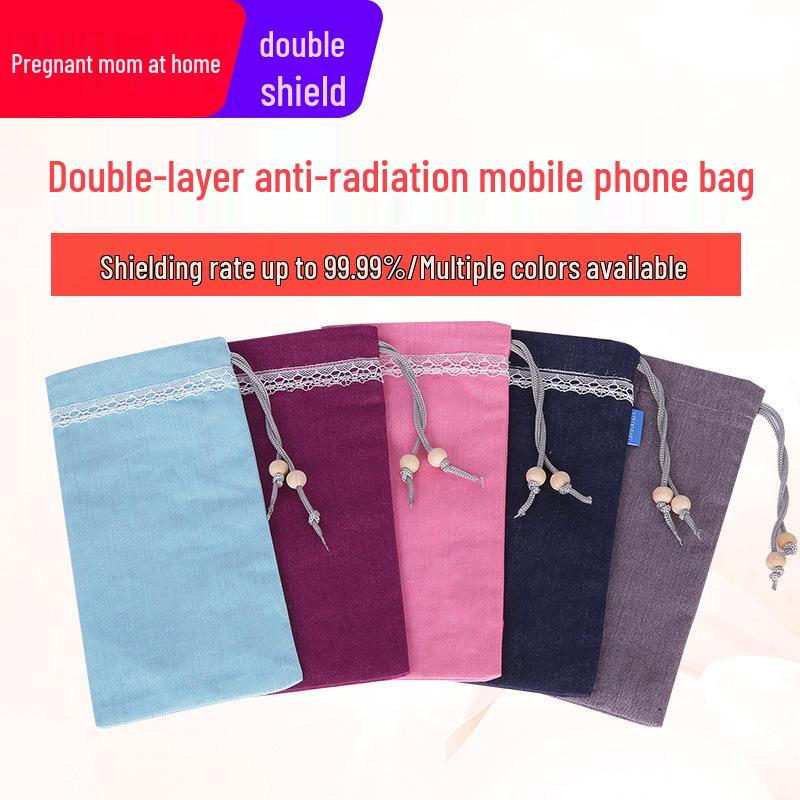 

Double-Layer Anti-Radiation Phone Bag for Pregnant Women - Silver Fiber Shielding Against Electromagnetic Waves Purple (Solid Without Lace)