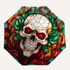 Stained Skull Artwork: Unique Decor for Any SpaceUmbrella, Portable 3-Fold Compact Umbrella,Christmas Gift ES645
