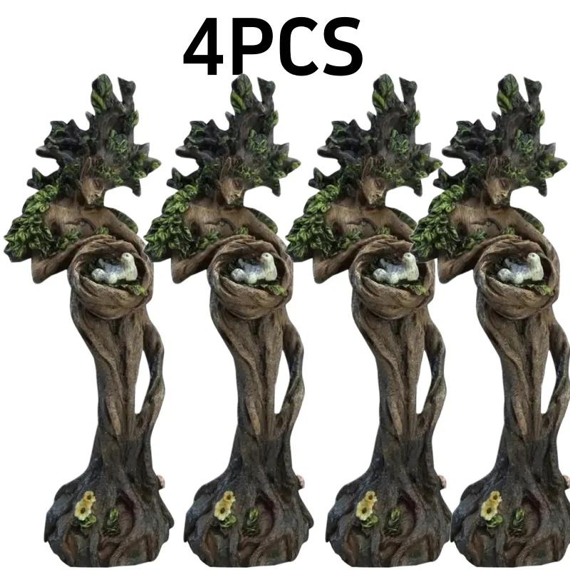 Skogsgudinna Staty Dekoration Harts Skulptur Konst Hantverk Trädgud Trädgårds Prydnad HealingChakra Meditation Mytisk
